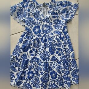 Lark + grey Blue and White Floral Dress